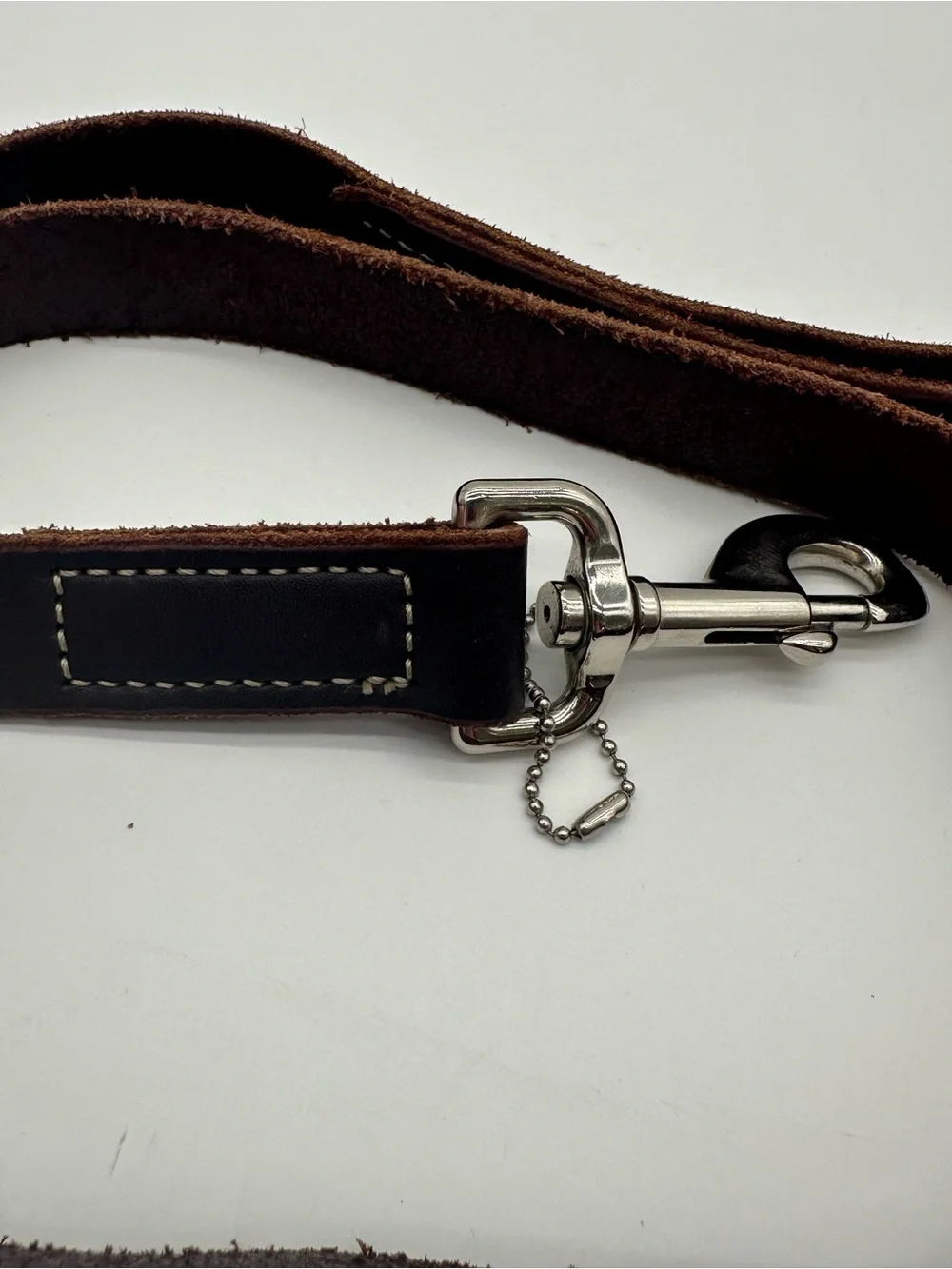 Circle T Brown Leather Dog Leash with Silver Tone Hardware